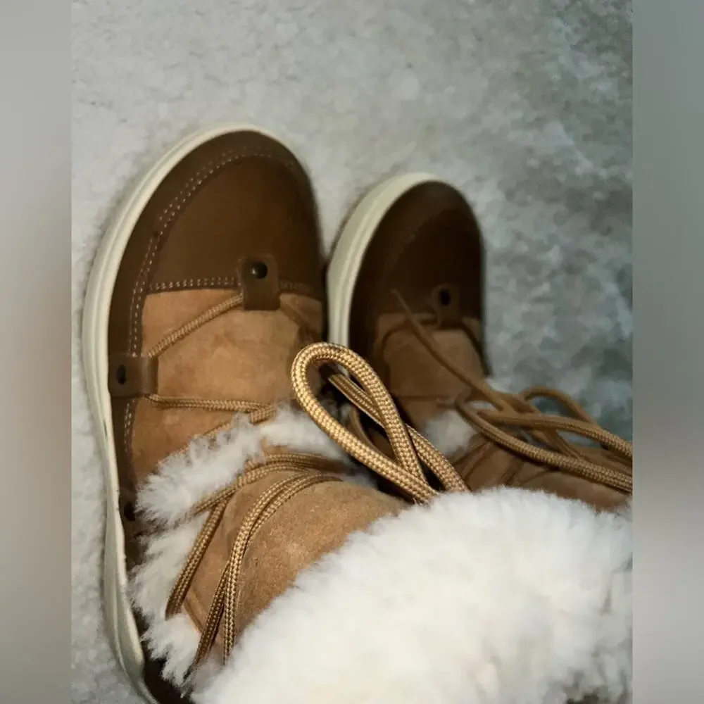 Cougar Tacoma Waterproof Shearling Weather Boots Tan/White - size 8 - H11
